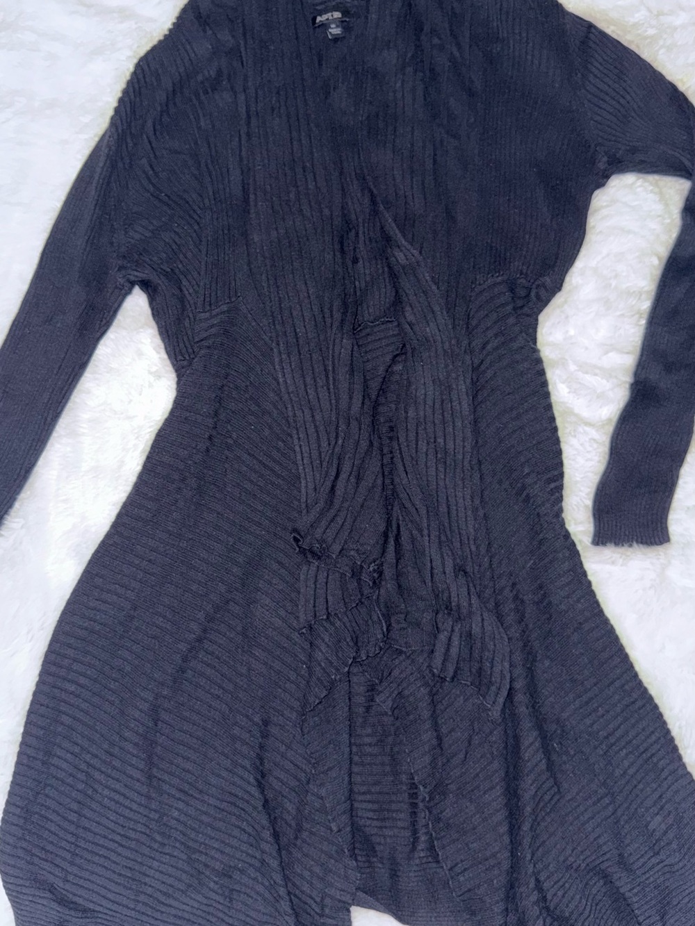 Apt. 9 Black Ribbed Open-Front Cardigan